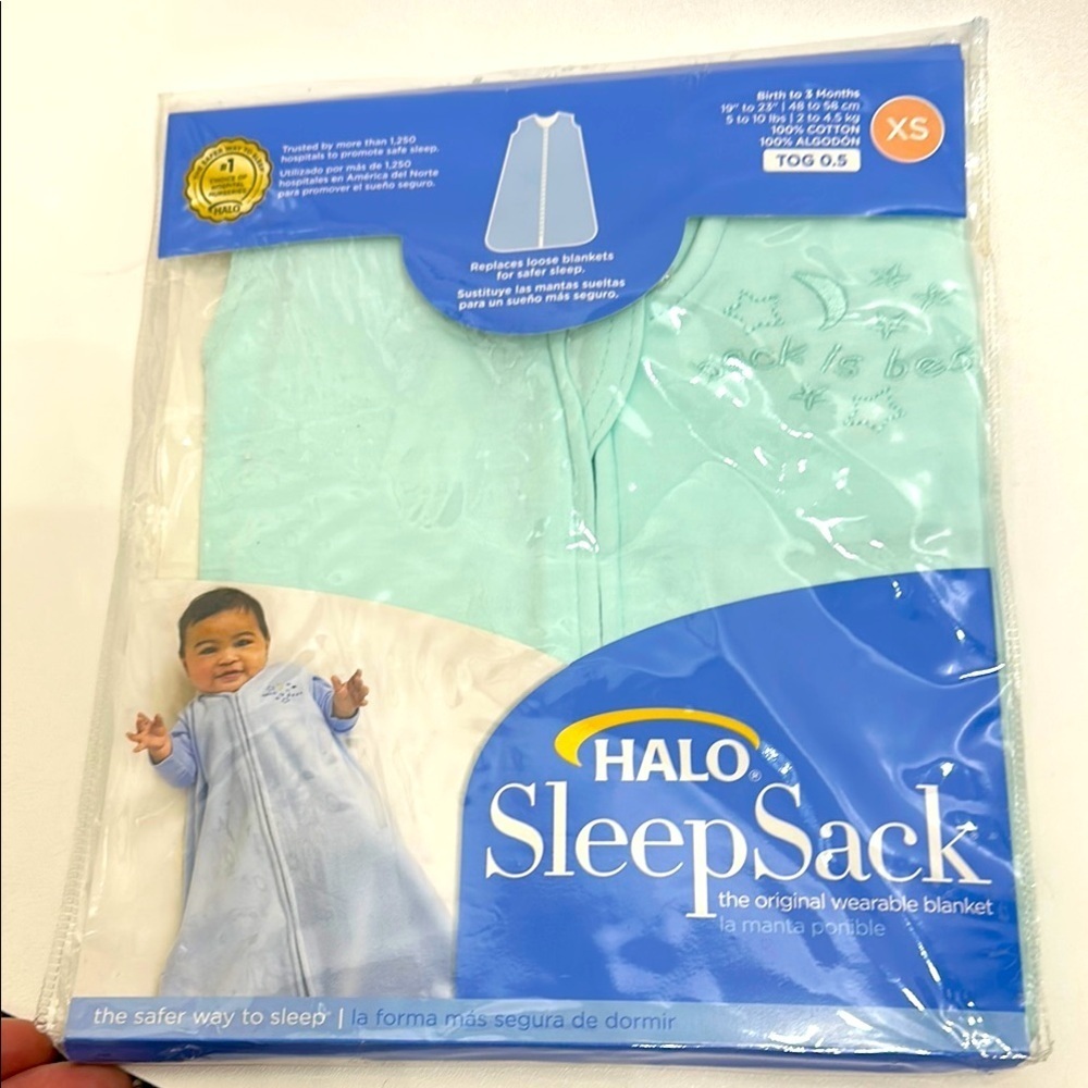 Halo Sleep Sack XS Birth To 3 Months.NWT.Green/Blue color.Unisex
